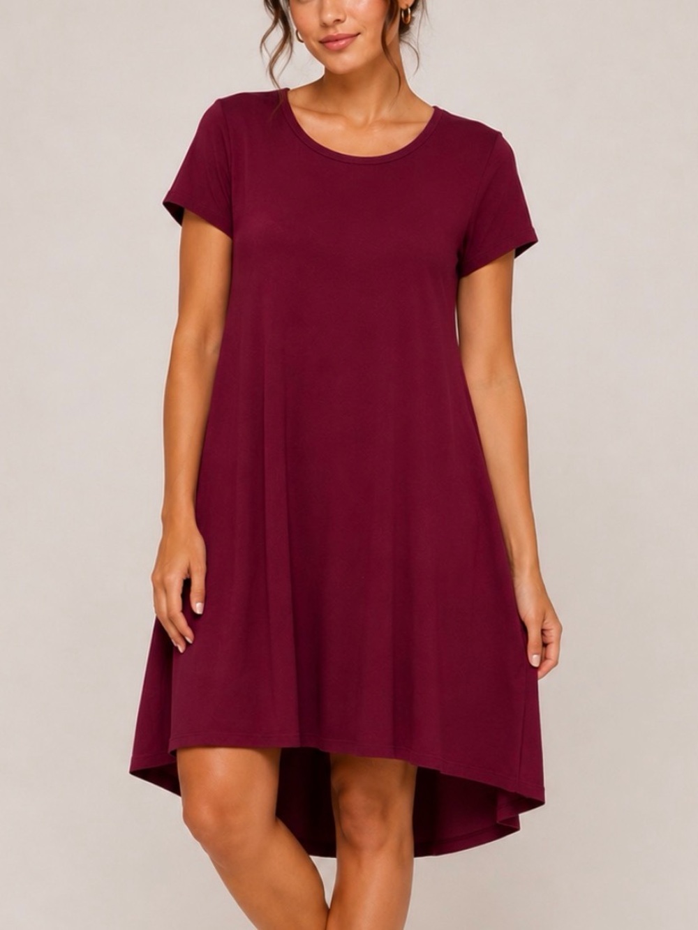 LuLaRoe Short Sleeve Swing Dress in Burgundy